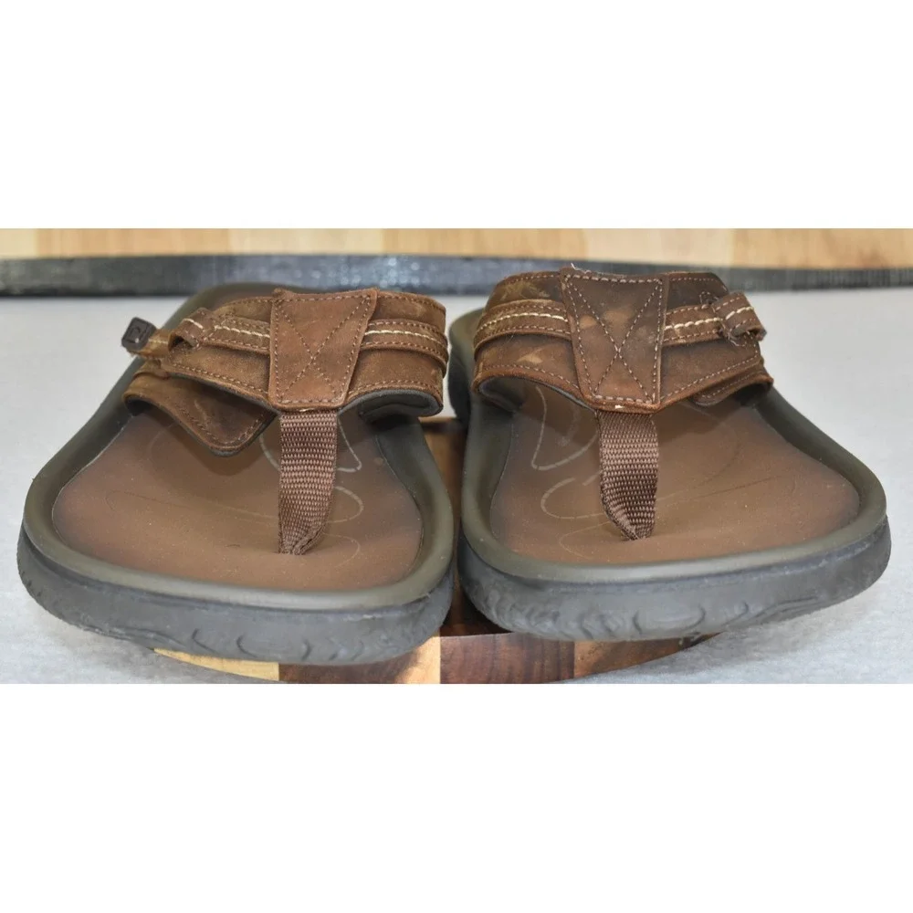 Clarks Wesley Sun Beeswax Men Sandals Size 13 M Brown Leather Flip Flop Thong